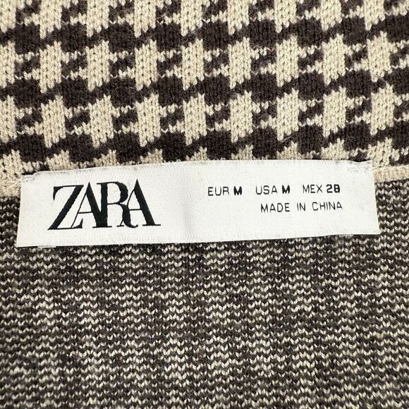 Zara Houndstooth Double Breasted Oversized Knit Sweater Blazer Jacket Size M - Picture 10 of 16